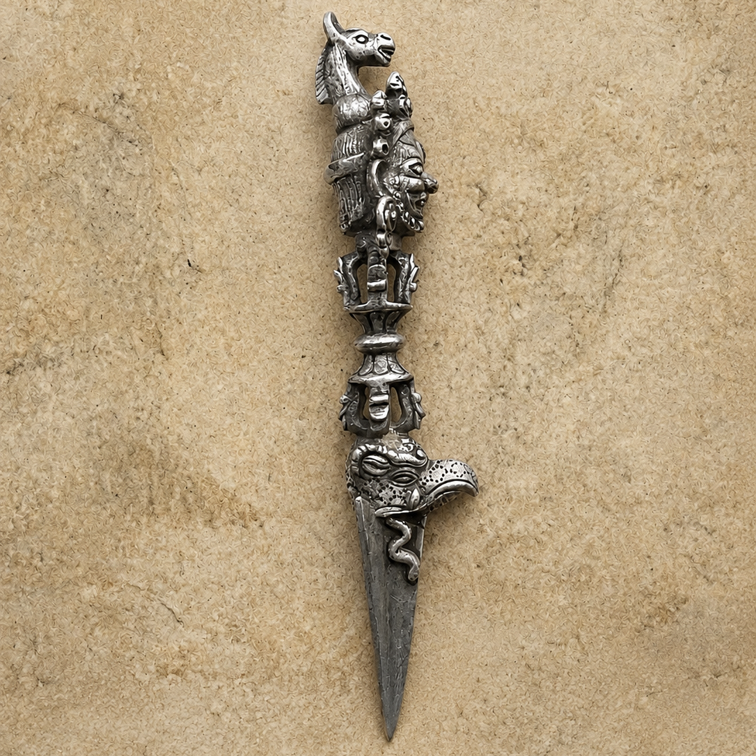 Tibetan White Copper Hayagriva Pendant | Buddha Amulet