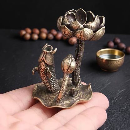 Lotus Koi Backflow Incense Burner, Solid Brass weight reference