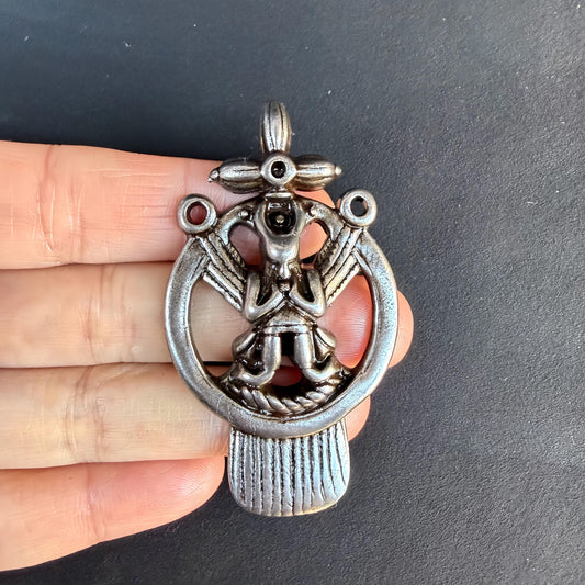 Tibetan Thokcha Pendant: Bronze Mani Jewel Flame Amulet, Himalayan Ritual Art