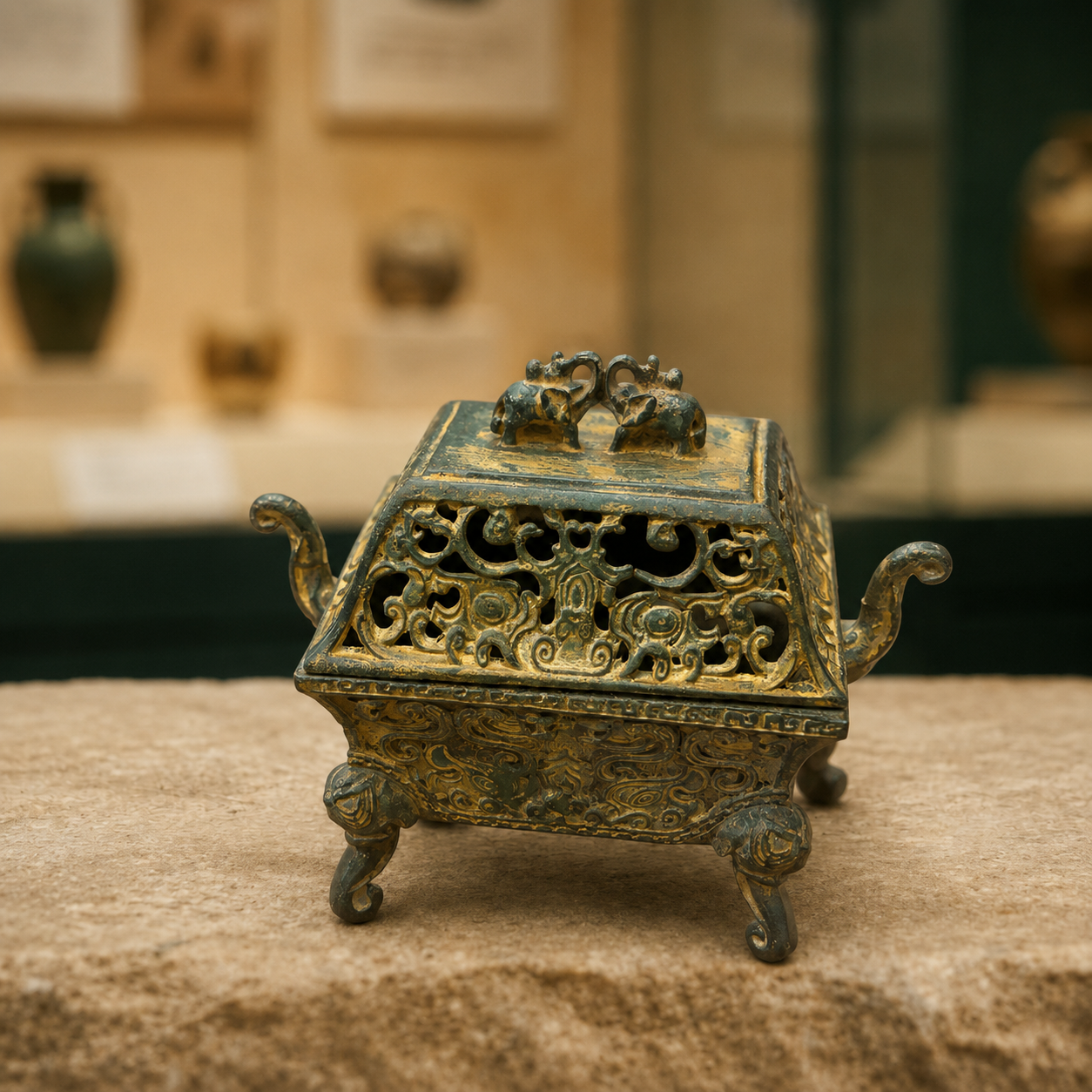Elephant 4-Legged Censer | Tibetan Altar Brass Burner