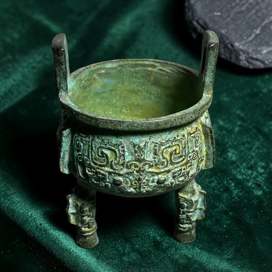 Tibetan Bronze Taotie Incense Burner