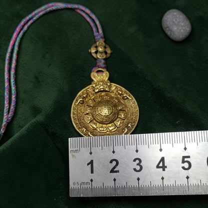 Measurement reference for Tibetan Brass Lotus Amulet Pendant - Pocket-Size Collectible Antique