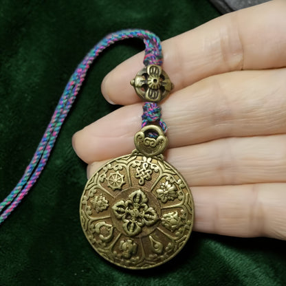 Measurement reference for Tibetan Brass Lotus Amulet Pendant - Pocket-Size Collectible Antique