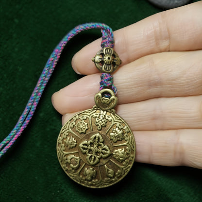 Measurement reference for Tibetan Brass Lotus Amulet Pendant - Pocket-Size Collectible Antique