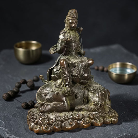 Tibetan Copper Manjushri Buddha Statue for Altar Display detail view 1
