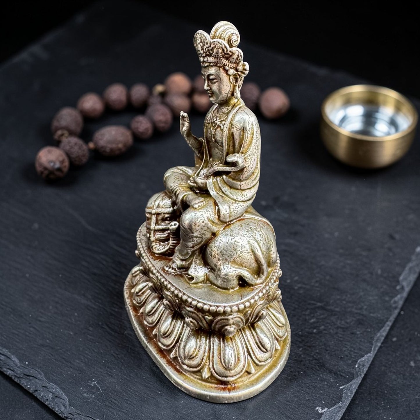 Samantabhadra Buddha Figure for Shrine Shelf Display detail view 2