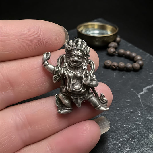 Wrathful Protector Pendant, White Copper Amulet Charm gallery view 1