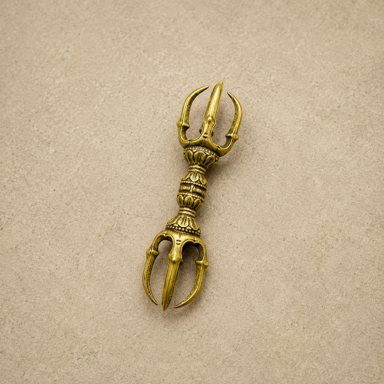 Three-Prong Vajra Statue | Tibetan Altar Brass Dorje