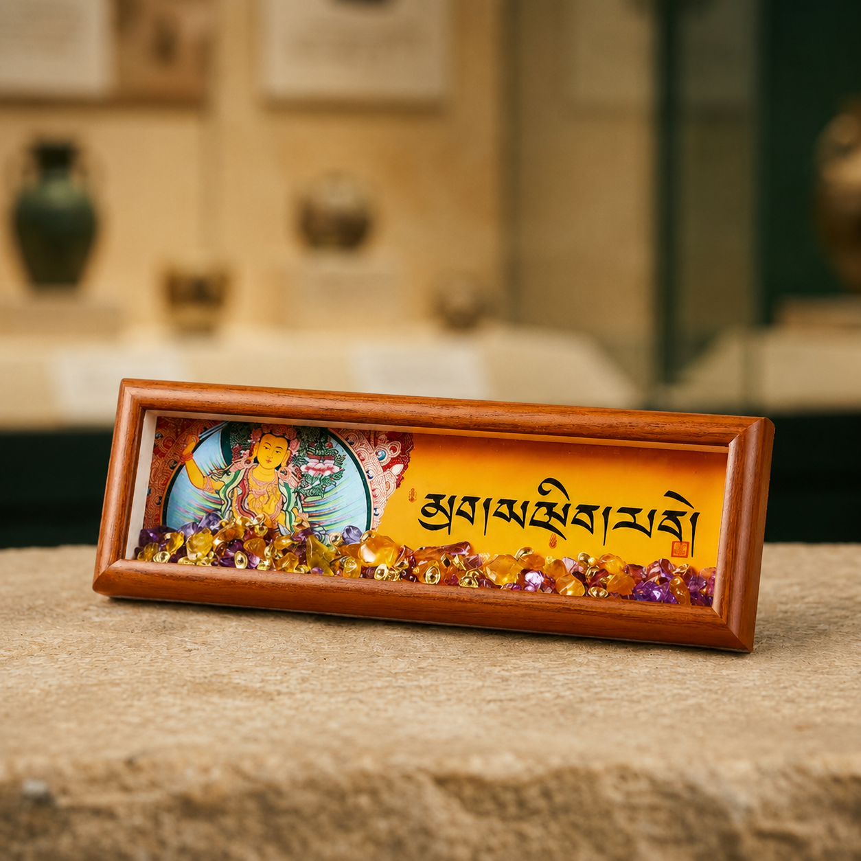 Gilt Ingot Thangka Frame | Tibetan Altar Desk Shrine