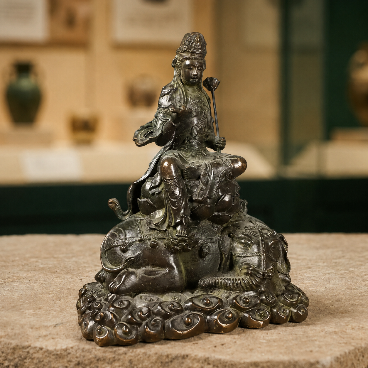 Tibetan Copper Manjushri Buddha Statue for Altar Display