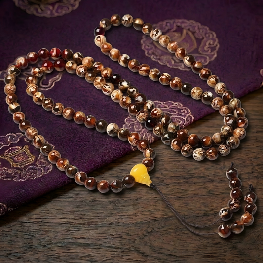 Natural Amber Mala Necklace Wrap Bracelet | Handmade Amber Beads