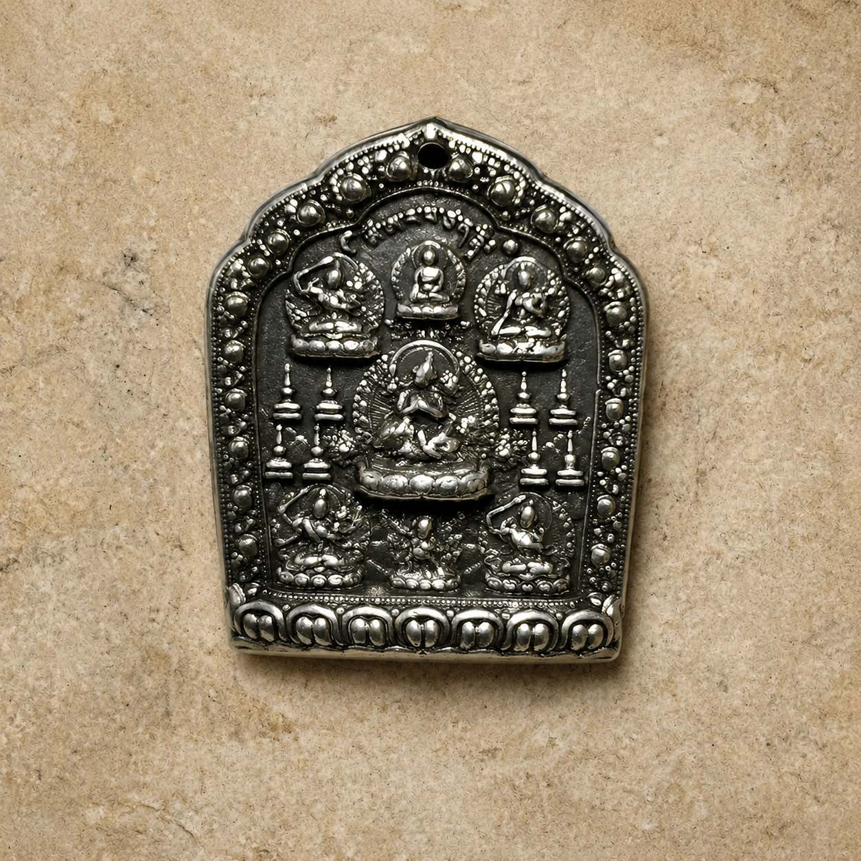 White Copper Manjushri | Tibetan Buddhist Pendant