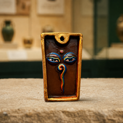 Gilt Pottery OM Incense Holder | Tibetan Altar Seat