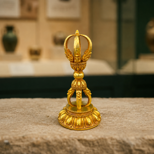 Gilt Copper Vajra Statue | Tibetan Buddhist Altar Dorje