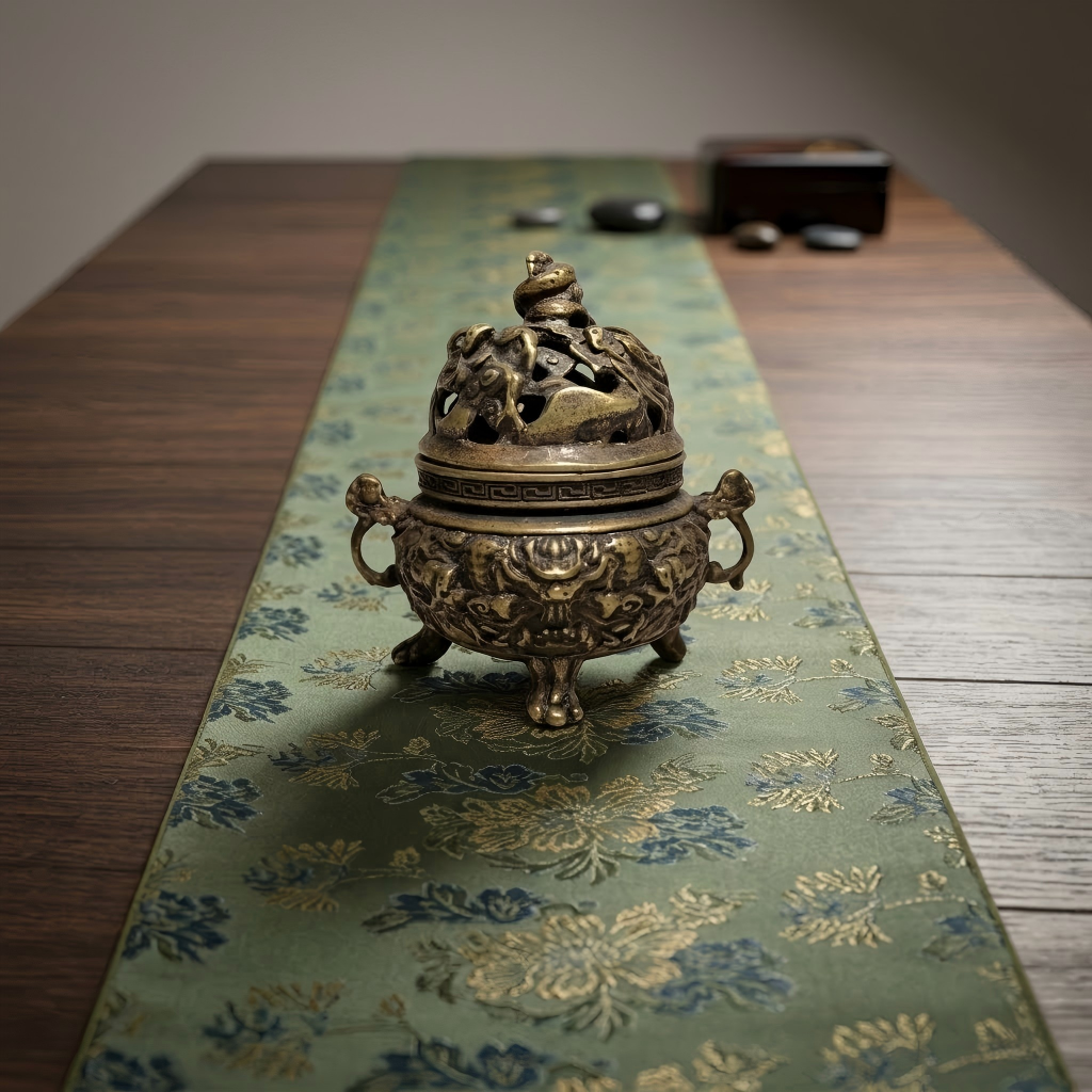 Double Dragon Hollow Brass Incense Burner