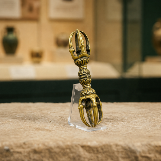 Three-Prong Vajra Statue | Tibetan Altar Brass Dorje