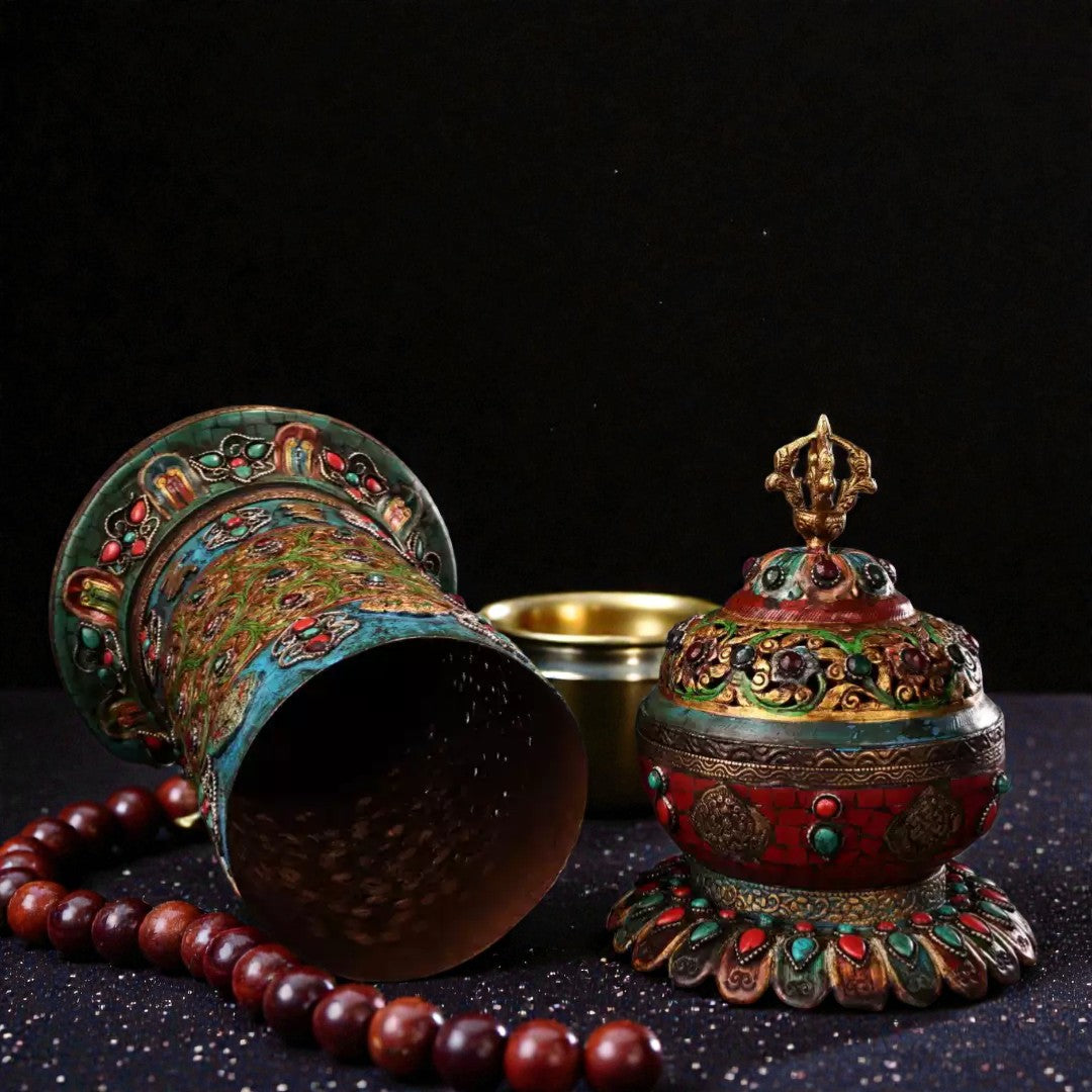 Tibetan Copper Incense Burner size reference