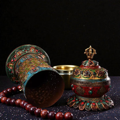 Tibetan Copper Incense Burner size reference