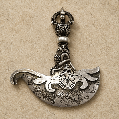 Silver Plated Phurpa Pendant | Tibetan Dragon Dorje