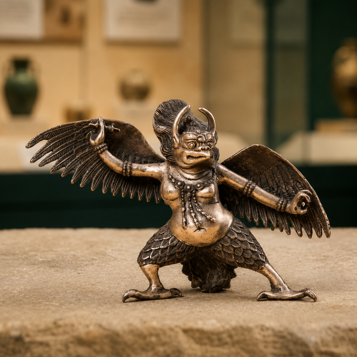 Silver Bronze Garuda Statue | Tibetan Buddhist Altar