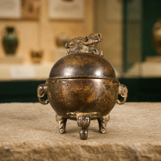 Elephant Tripod Censer | Tibetan Altar Copper Burner
