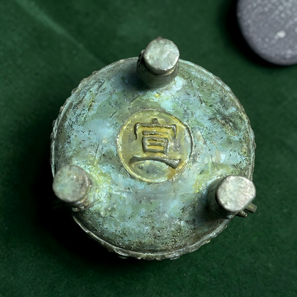 Vintage Bronze Tripod Incense Burner Bowl with Censer Ring