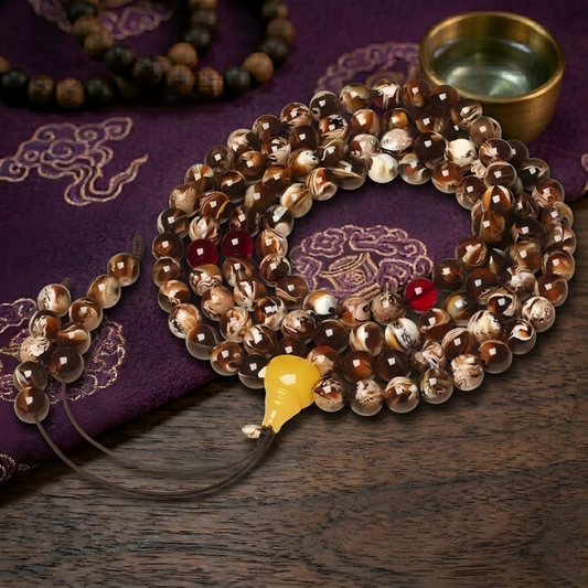 Natural Amber Mala Necklace Wrap Bracelet | Handmade Amber Beads