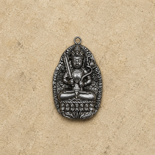 Tibetan Silver Guanyin Pendant | Buddha Amulet Charm