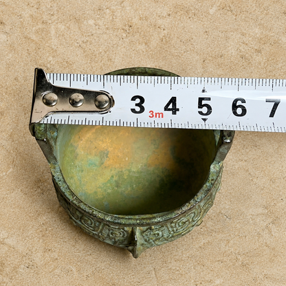 Vintage Bronze Tripod Incense Burner Bowl with Censer Ring