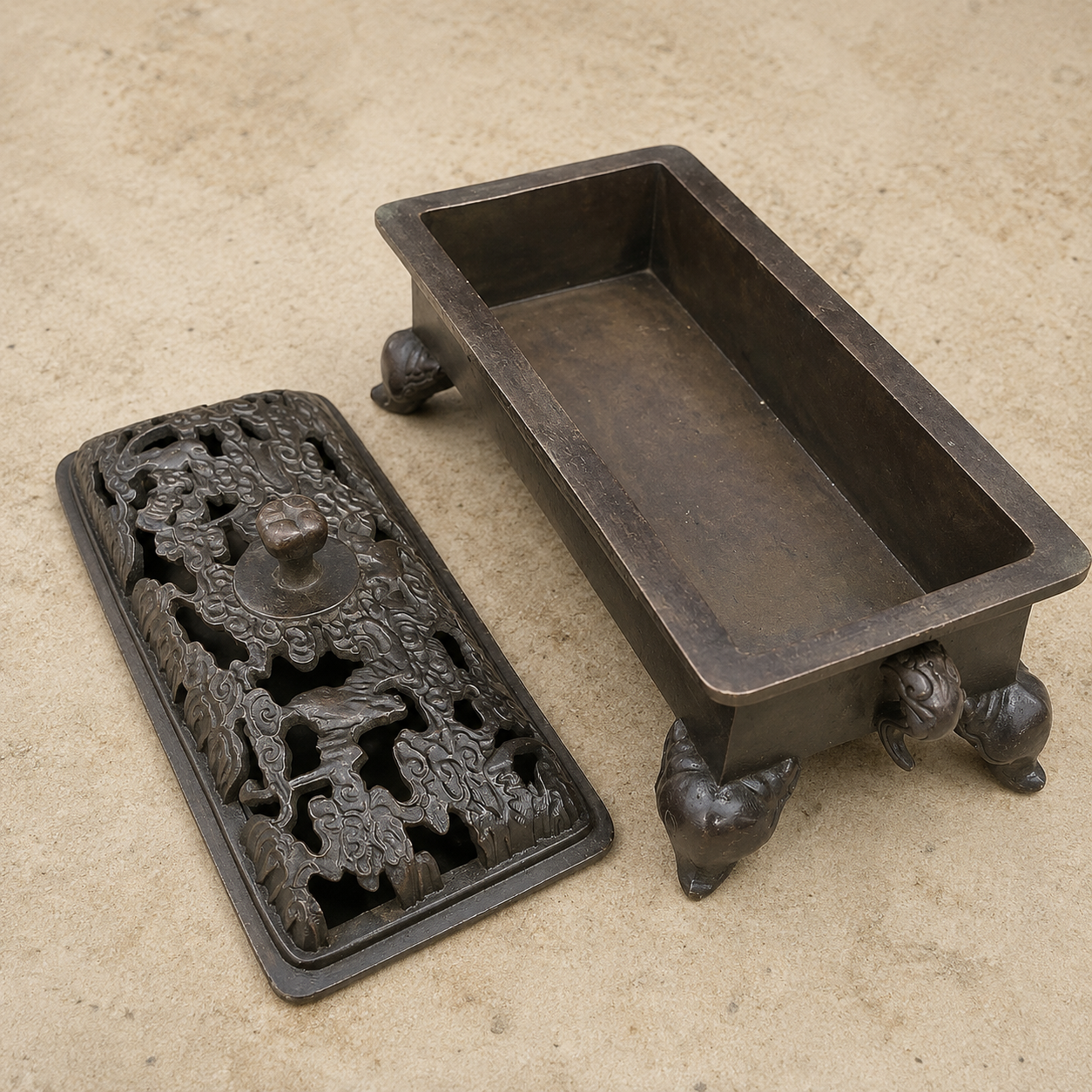 Handcrafted Tibetan Elephant Leg Horizontal Incense Burner