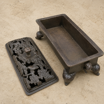Handcrafted Tibetan Elephant Leg Horizontal Incense Burner