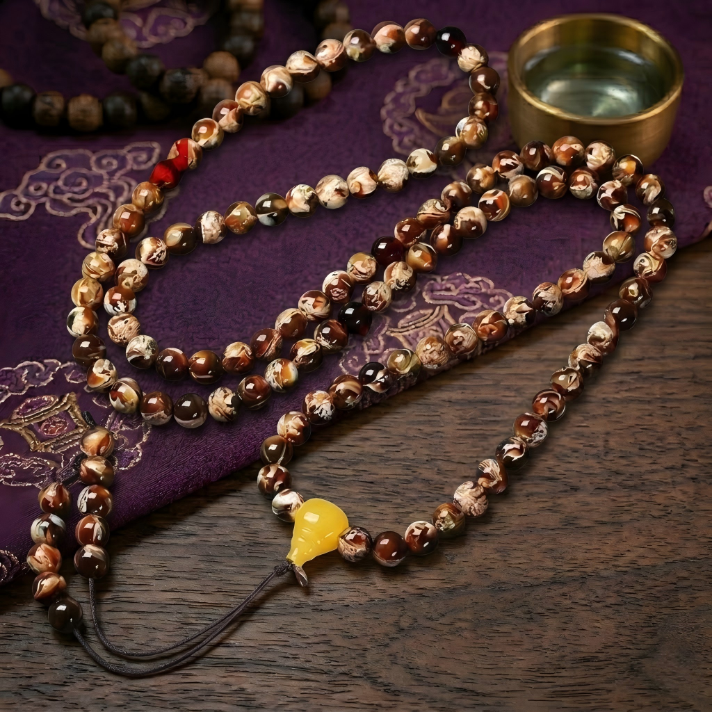 Natural Amber Mala Necklace Wrap Bracelet | Handmade Amber Beads