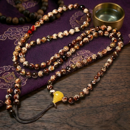 Natural Amber Mala Necklace Wrap Bracelet | Handmade Amber Beads
