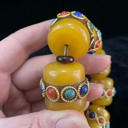 Handmade Amber Beads Bracelet｜Tibetan Buddhist Jewelry