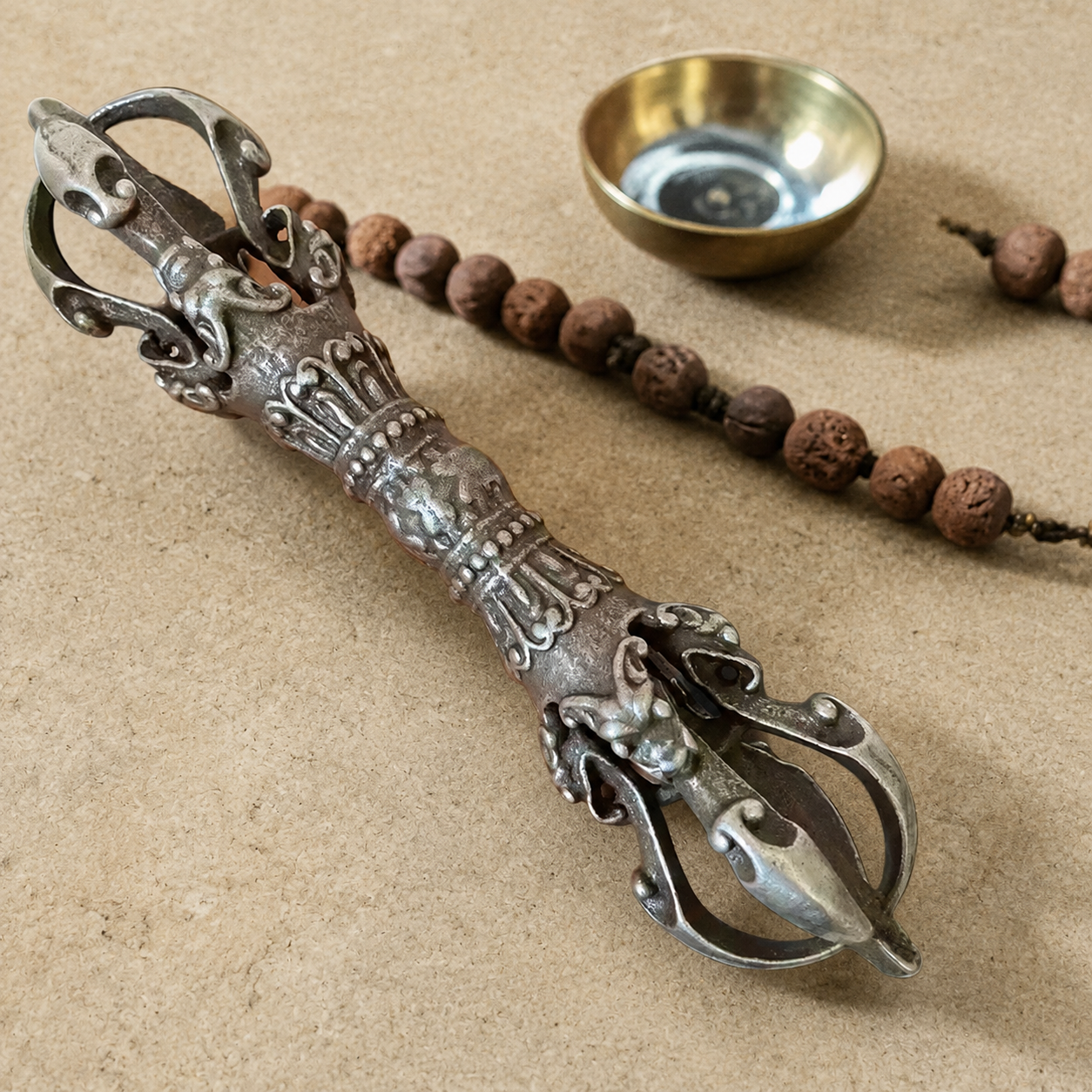Tibetan Iron Five Prong Vajra Dorje Buddhist Ritual Tool