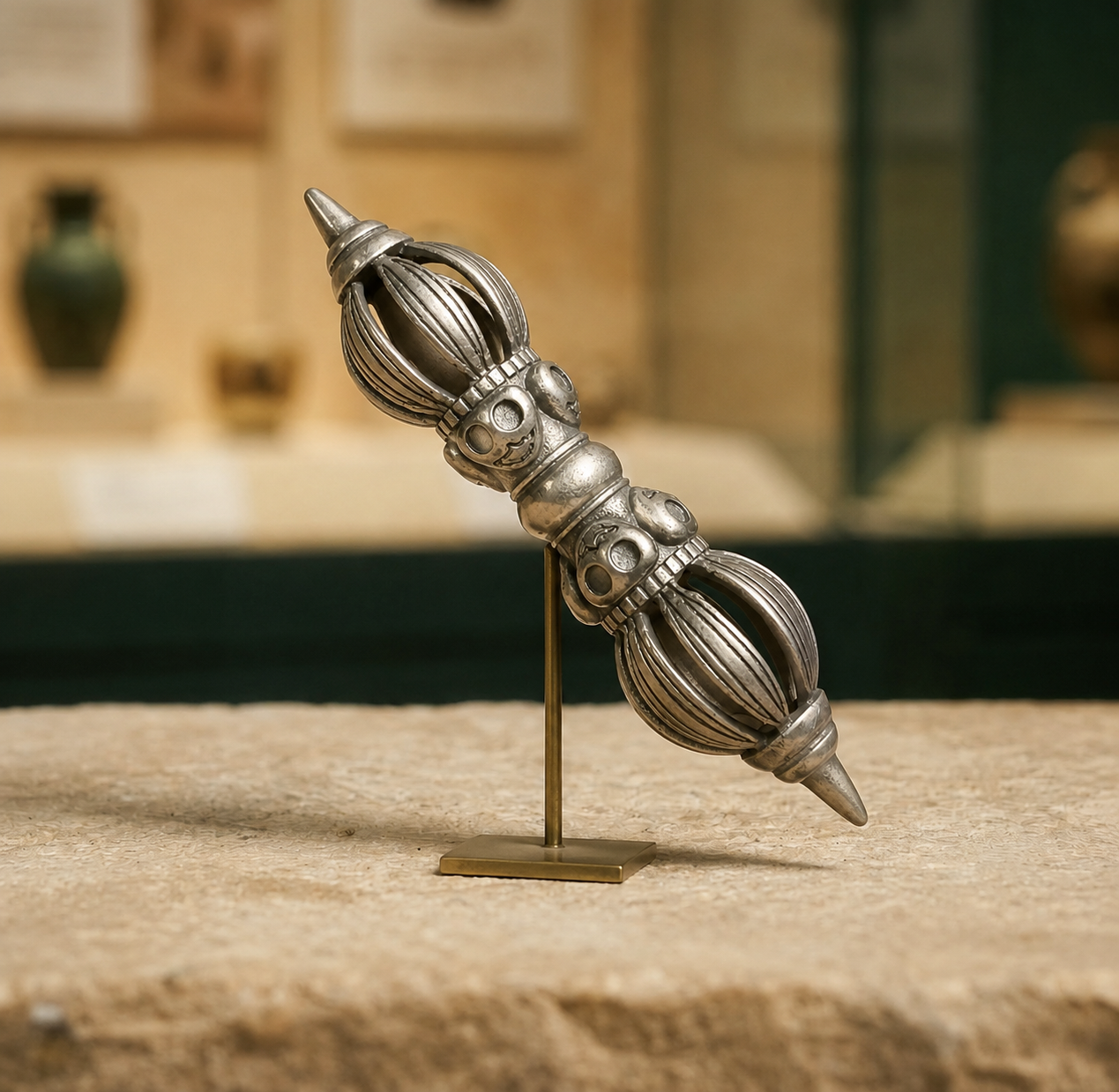 Tibetan Vajra, White Copper Ritual Tool