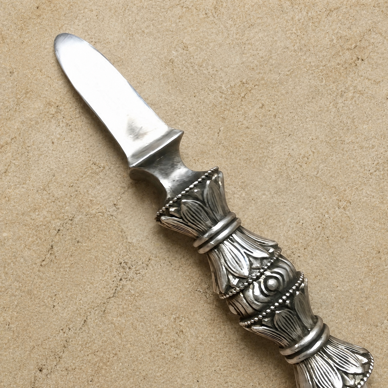 White Copper Vajra Dorje Pestle | Tibetan Altar Tool