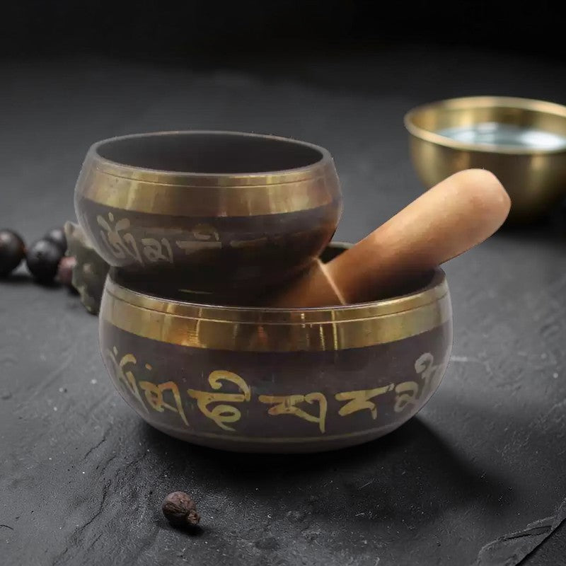 Tibetan Copper Mantra Singing Bowl detail view 2
