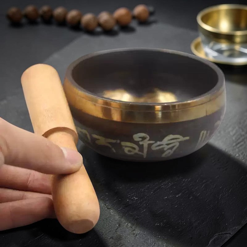 Tibetan Copper Mantra Singing Bowl detail view 3