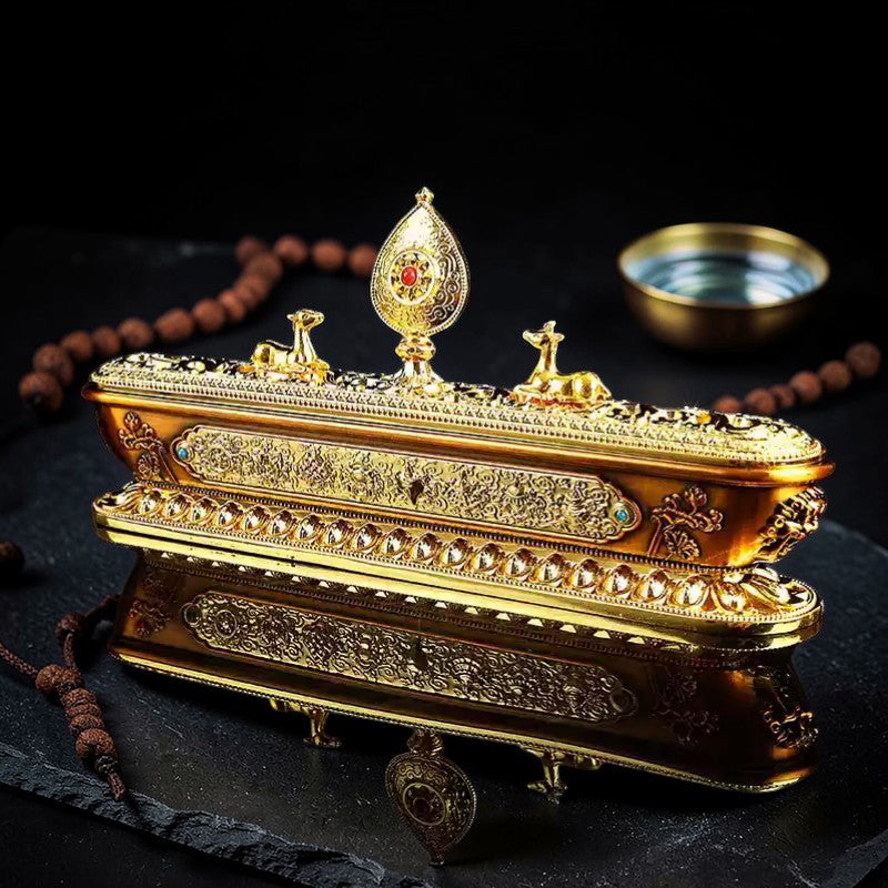 Detail of Tibetan Brass Double Deer Incense Burner