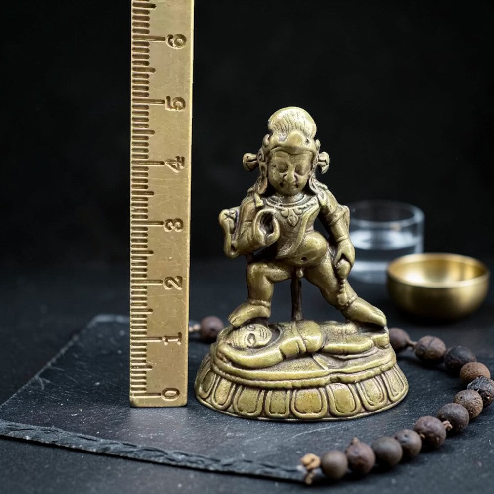 Tibetan Brass Jambhala Buddha Statue - Small Altar Decor for weight reference