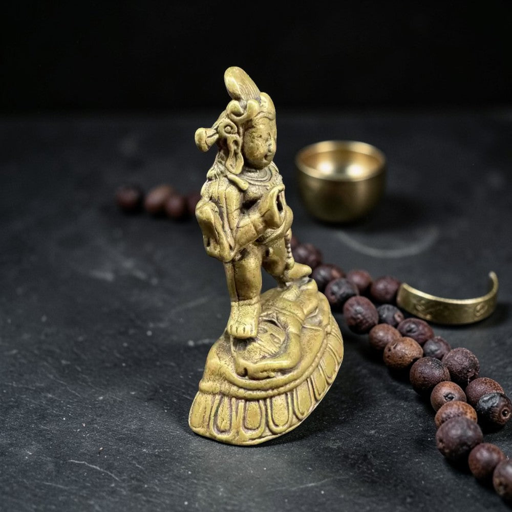Tibetan Brass Jambhala Buddha Statue - Small Altar Decor for detail view 2