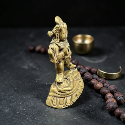 Tibetan Brass Jambhala Buddha Statue - Small Altar Decor for detail view 2