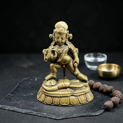 Tibetan Brass Jambhala Buddha Statue - Small Altar Decor for detail view 8