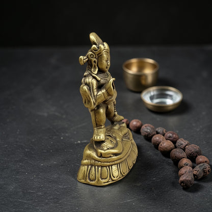 Tibetan Brass Jambhala Buddha Statue - Small Altar Decor for gallery view 1
