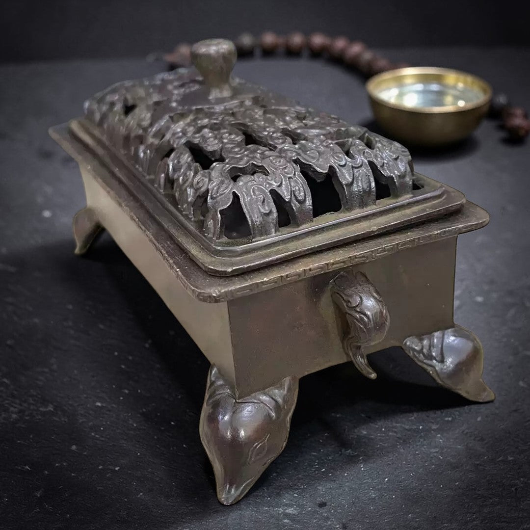 Detail image of Tibetan Brass Incense Burner, Hand-Scale