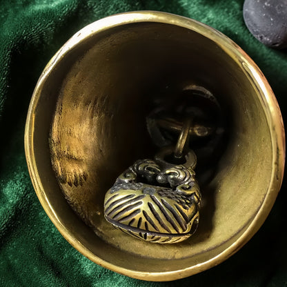Detail image of Tibetan Copper Stupa Bell - Collector Bell Raised Relief