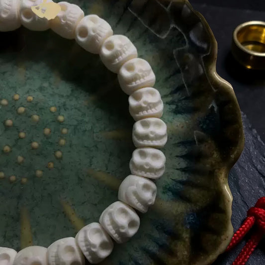 Close-up detail of Tibetan Brass Amulet Pendant - 7 in