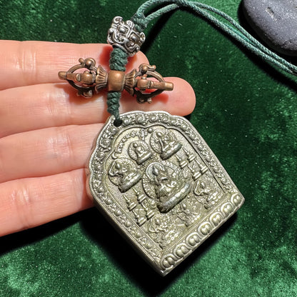Manjushri Pendant, White Copper Amulet Charm gallery view 1