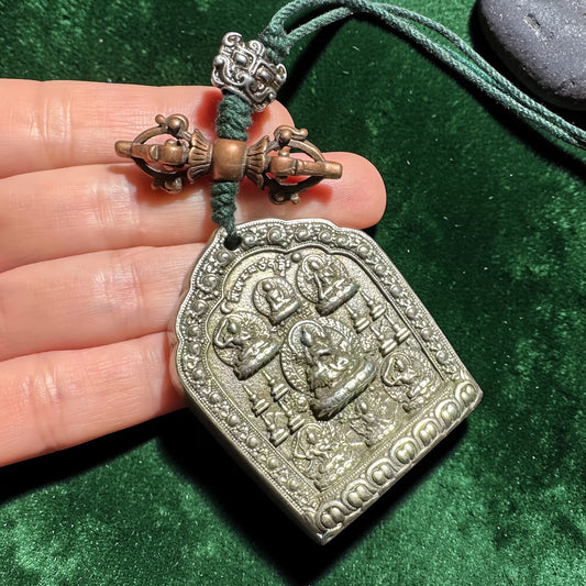 Manjushri Pendant, White Copper Amulet Charm gallery view 1